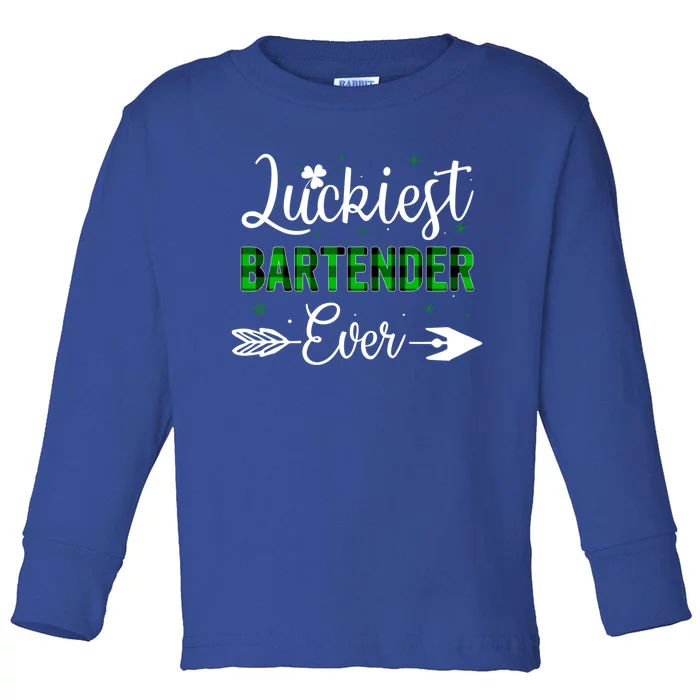 Luckiest Bartender Ever Patricks Day Best Gift For Bartender Funny Gift Toddler Long Sleeve Shirt