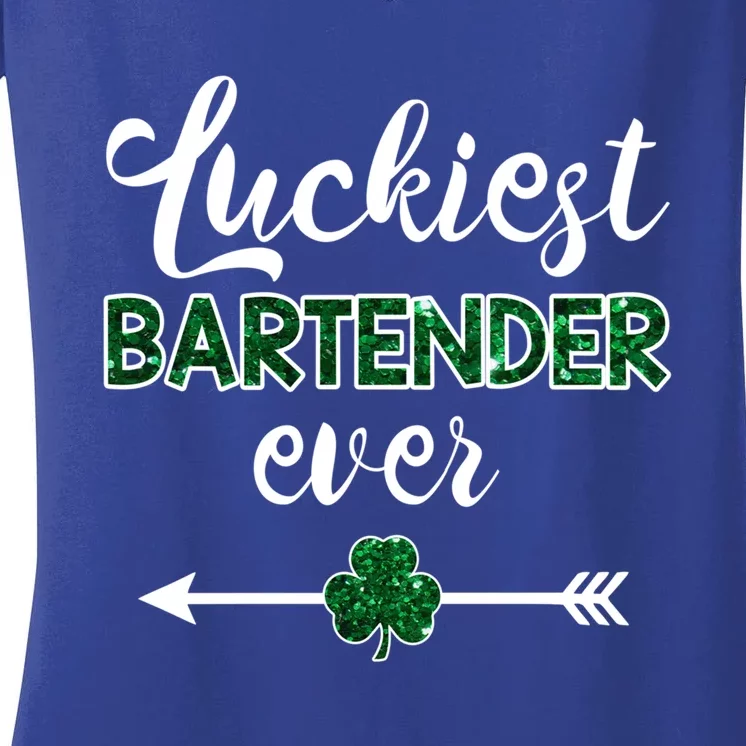 Luckiest Bartender Ever Meaningful Gift Funny St Patrick's Day Gift Women's V-Neck T-Shirt