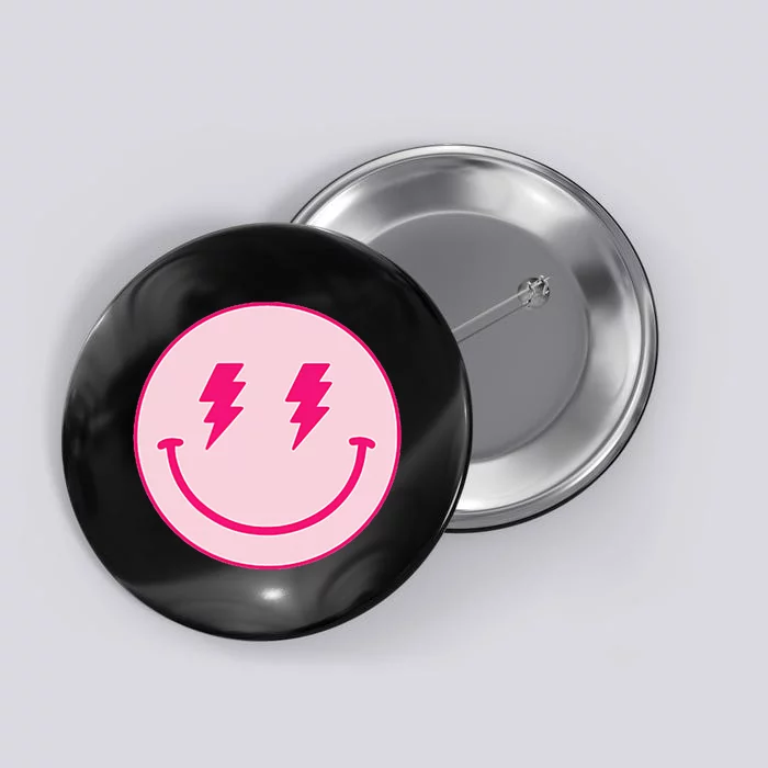 Lightning Bolt Eyes Happy Face Button