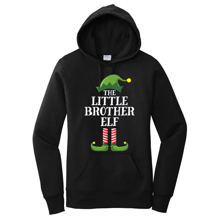 Little Brother Elf Matching Family Group Christmas Boy Elf Women's Pullover Hoodie