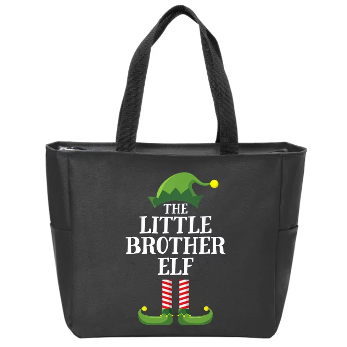 Little Brother Elf Matching Family Group Christmas Boy Elf Zip Tote Bag