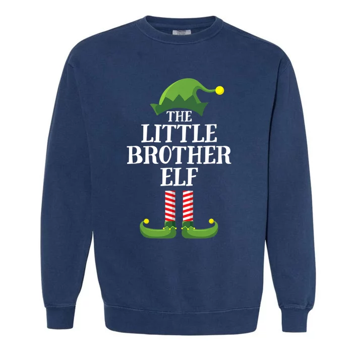 Little Brother Elf Matching Family Group Christmas Boy Elf Garment-Dyed Sweatshirt