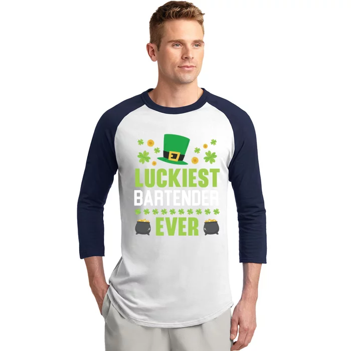 Luckiest Bartender Ever St Patrick's Saint Pattys Day Gift Baseball Sleeve Shirt