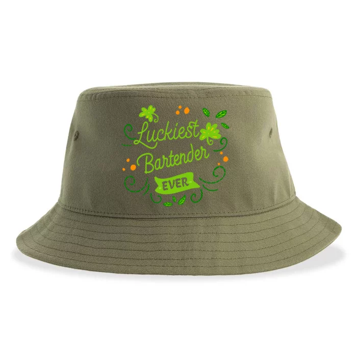 Luckiest Bartender Ever Matching St Patrick's Day Irish Gift Meaningful Gift Sustainable Bucket Hat