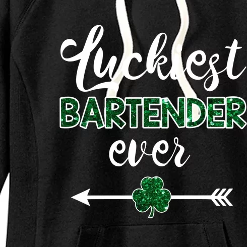 Luckiest Bartender Ever Gift Funny St Patrick's Day Gift Women's Fleece Hoodie