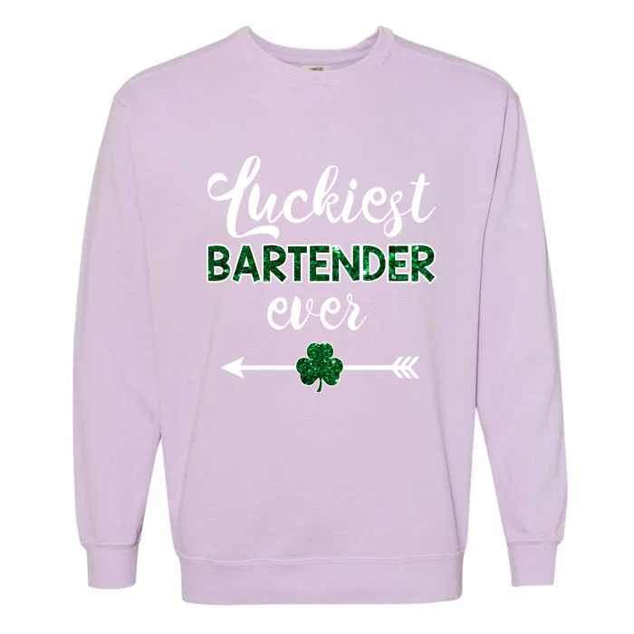 Luckiest Bartender Ever Gift Funny St Patrick's Day Gift Garment-Dyed Sweatshirt