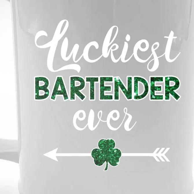 Luckiest Bartender Ever Gift Funny St Patrick's Day Gift Front & Back Beer Stein