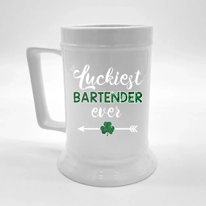 Luckiest Bartender Ever Gift Funny St Patrick's Day Gift Front & Back Beer Stein