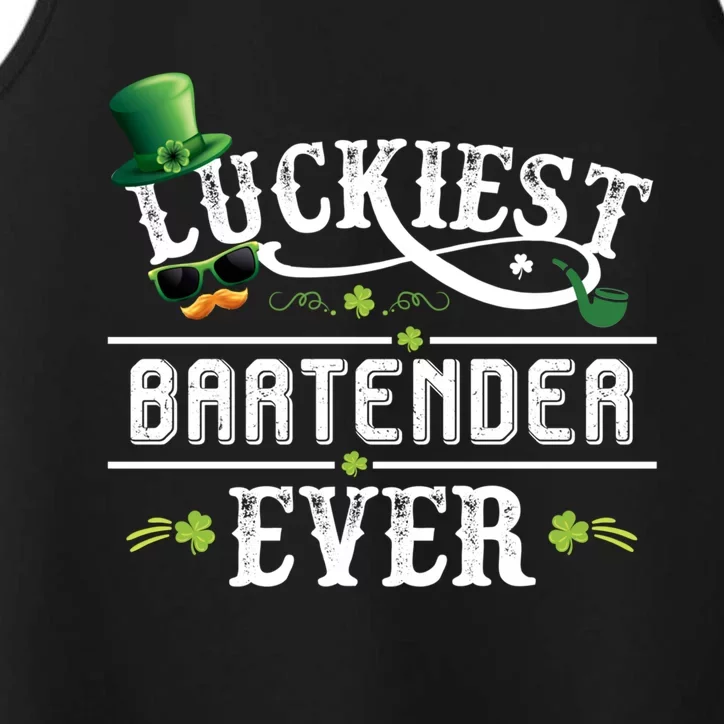 Luckiest Bartender Ever Leprechaun Hat St Patrick Day Gift Meaningful Gift Performance Tank