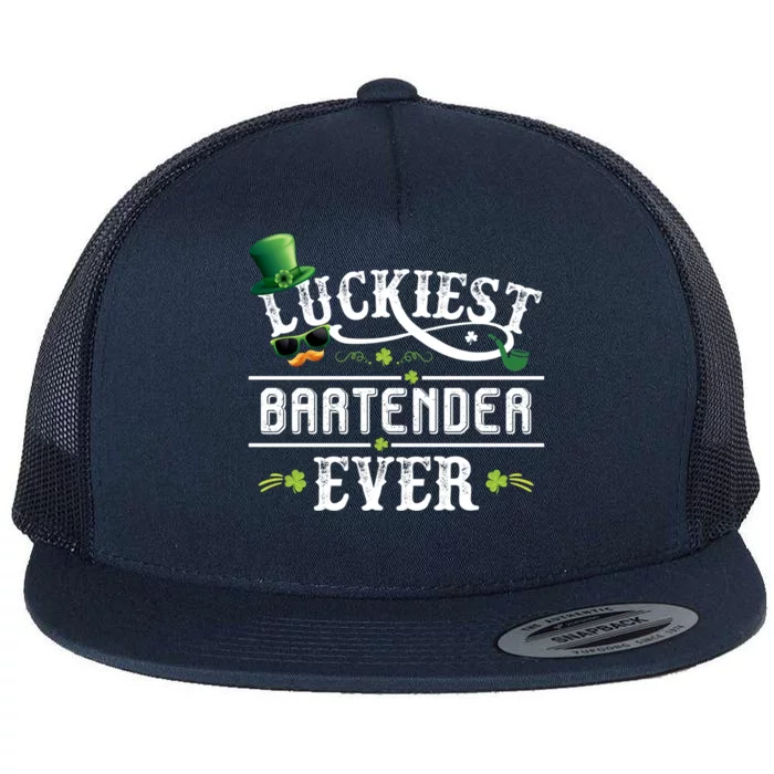 Luckiest Bartender Ever Leprechaun Hat St Patrick Day Gift Meaningful Gift Flat Bill Trucker Hat