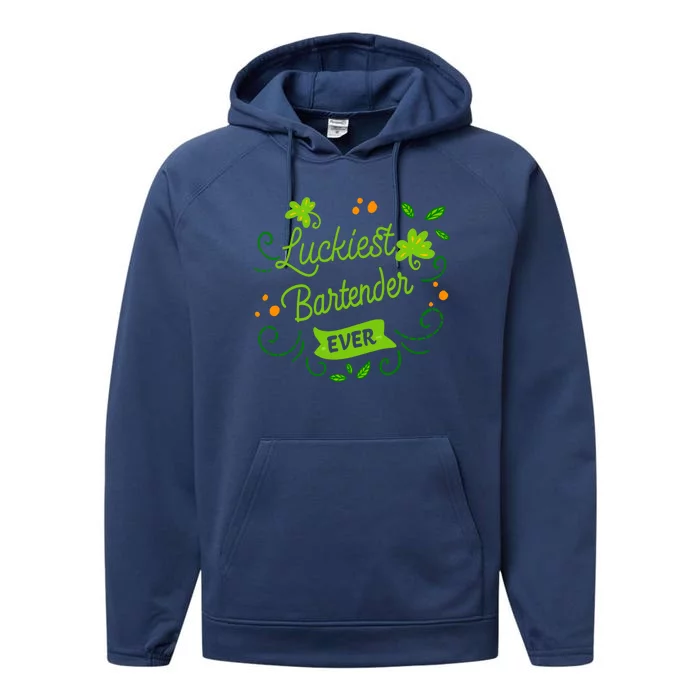 Luckiest Bartender Ever Matching St Patrick's Day Irish Gift Performance Fleece Hoodie