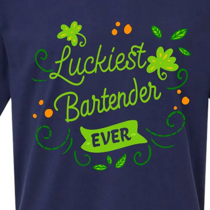 Luckiest Bartender Ever Matching St Patrick's Day Irish Gift Sueded Cloud Jersey T-Shirt