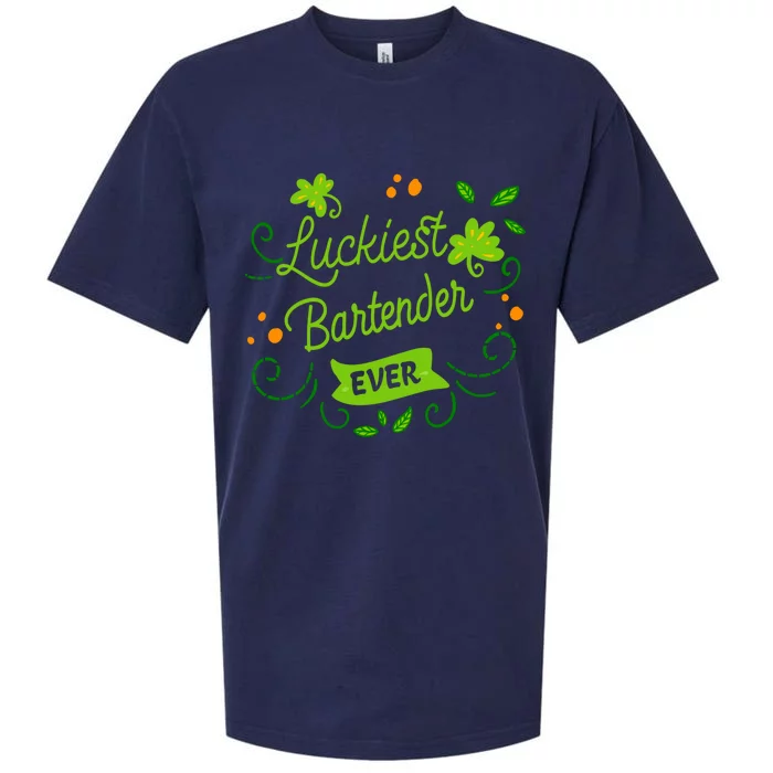 Luckiest Bartender Ever Matching St Patrick's Day Irish Gift Sueded Cloud Jersey T-Shirt