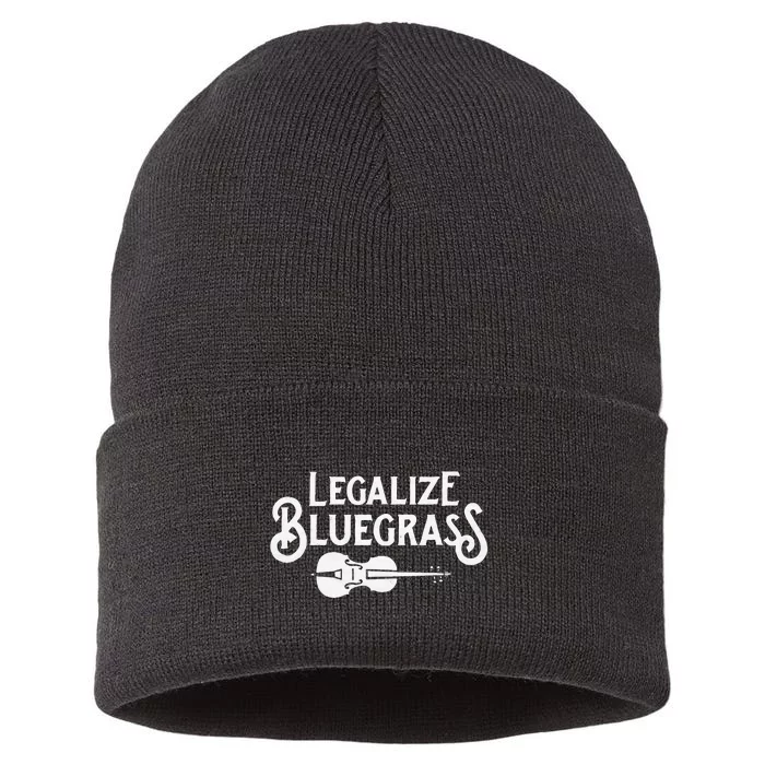 Legalize Bluegrass! Funny Vintage Fiddle Violin Graphic Sustainable Knit Beanie