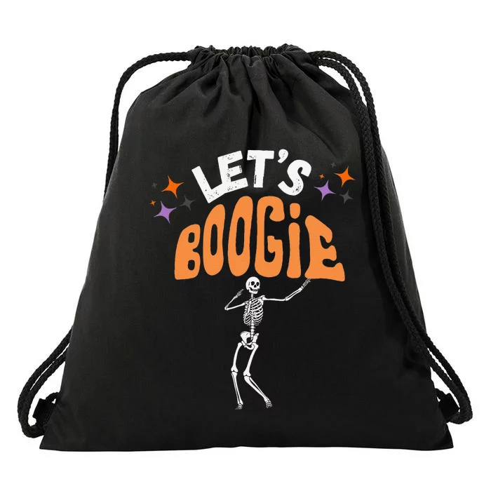 LetS Boogie Funny Skeleton Dance Retro Halloween Drawstring Bag