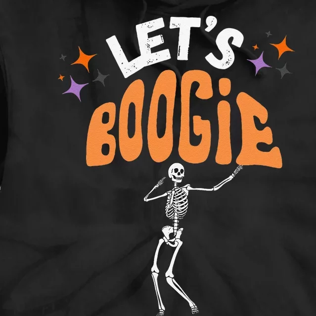 LetS Boogie Funny Skeleton Dance Retro Halloween Tie Dye Hoodie