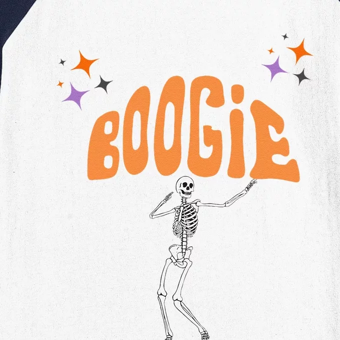 LetS Boogie Funny Skeleton Dance Retro Halloween Baseball Sleeve Shirt