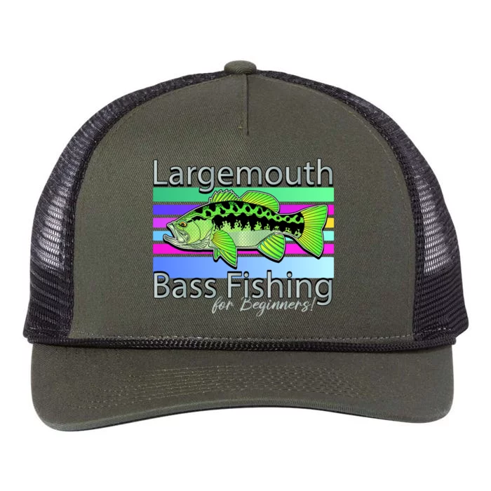 Largemouth Bass Fishing For Beginners Retro Rope Trucker Hat Cap