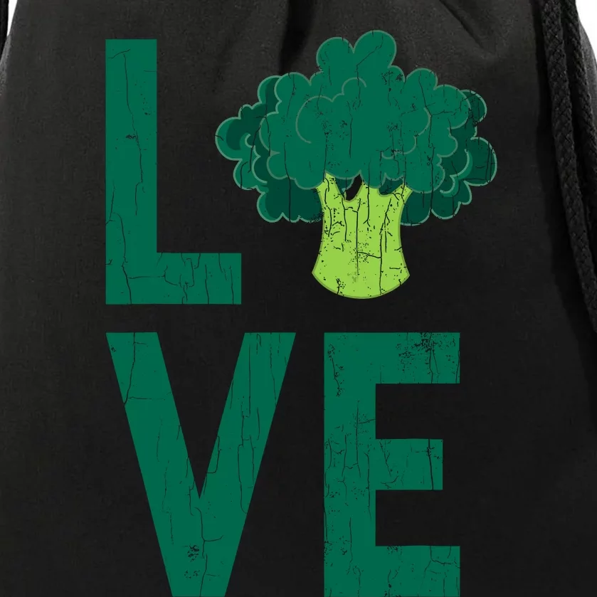 Love Broccoli Funny Vegan Vegetables Vegetarian Graphic Drawstring Bag