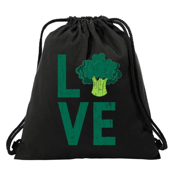 Love Broccoli Funny Vegan Vegetables Vegetarian Graphic Drawstring Bag