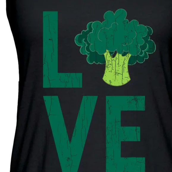 Love Broccoli Funny Vegan Vegetables Vegetarian Graphic Ladies Essential Flowy Tank