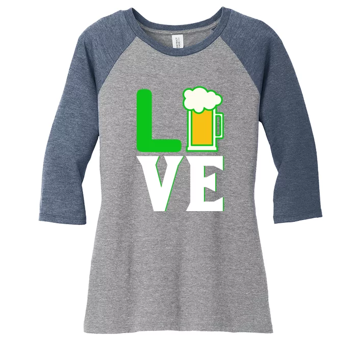 Love Beer For St. Patrick's Day Women's Tri-Blend 3/4-Sleeve Raglan Shirt