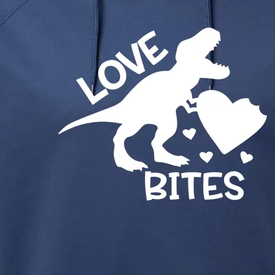 Love Bites Funny T Rex Valentines Dinosaur Cool Gift Performance Fleece Hoodie