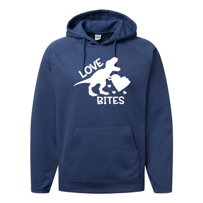 Love Bites Funny T Rex Valentines Dinosaur Cool Gift Performance Fleece Hoodie