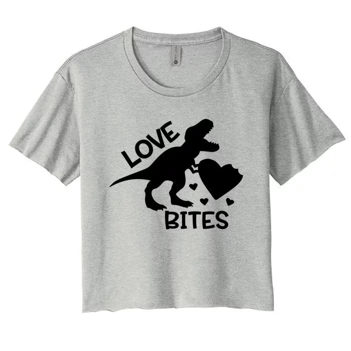 Love Bites Funny T Rex Valentines Dinosaur Cool Gift Women's Crop Top Tee