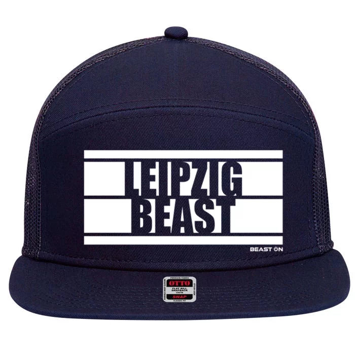 Leipzig Beast Fitness Training Gym Motivation Sayings Gift 7 Panel Mesh Trucker Snapback Hat