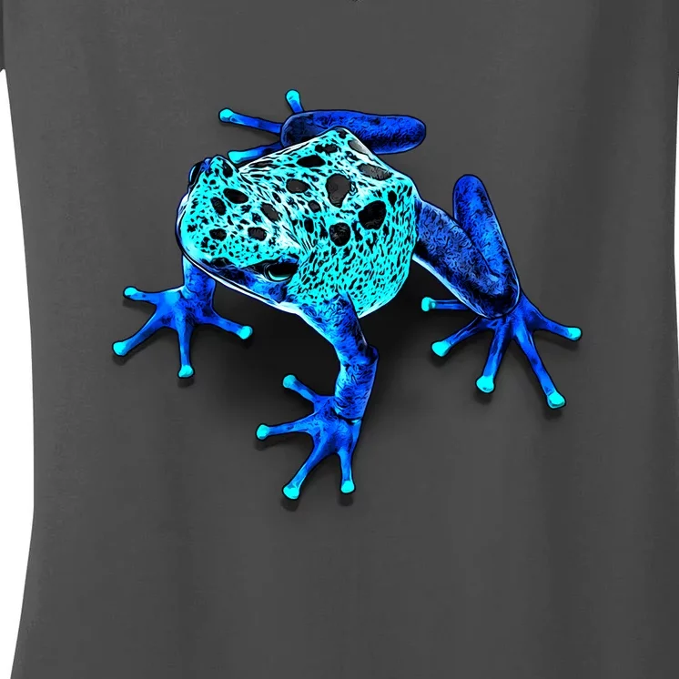 Little Blue Frog With Spots Women's V-Neck T-Shirt