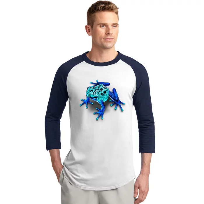 Little Blue Frog With Spots Baseball Sleeve Shirt