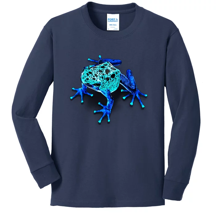 Little Blue Frog With Spots Kids Long Sleeve Shirt