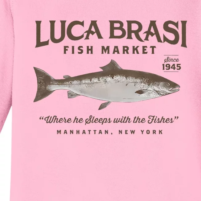 Luca Brasi Fish Market Est 1945 Fishing Baby Long Sleeve Bodysuit