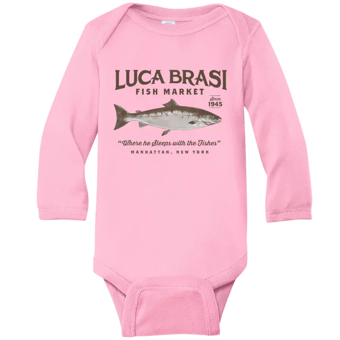 Luca Brasi Fish Market Est 1945 Fishing Baby Long Sleeve Bodysuit