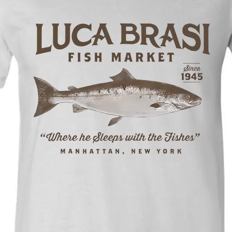 Luca Brasi Fish Market Est 1945 Fishing V-Neck T-Shirt