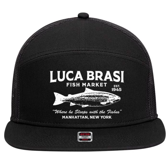 Luca Brasi Fish Market The Godfather Est 1945 Fishing 7 Panel Mesh Trucker Snapback Hat