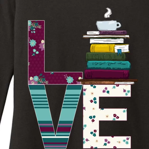 Love Books Flowers And Stripes Gift Womens CVC Long Sleeve Shirt