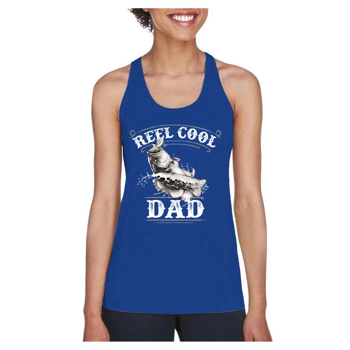 Largemouth Bass Fishing Design Reel Cool Dad Gift Women's Racerback Tank