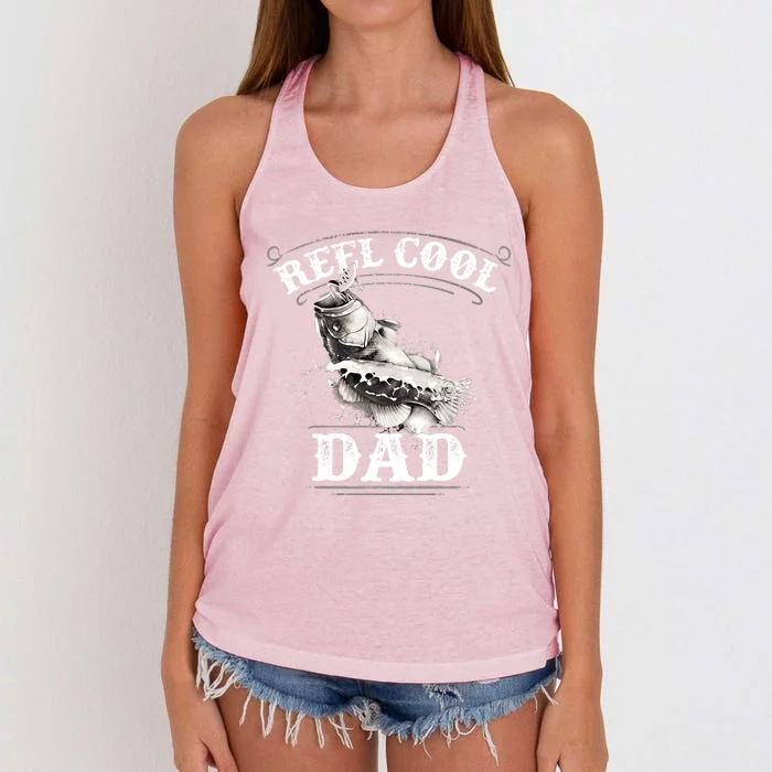 Largemouth Bass Fishing Design Reel Cool Dad Gift Women's Knotted Racerback Tank