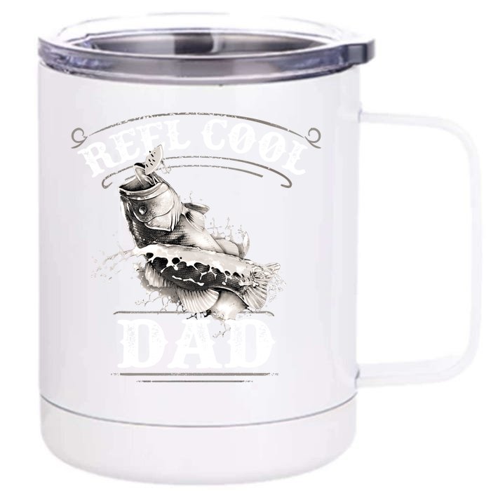 Largemouth Bass Fishing Design Reel Cool Dad Gift Front & Back 12oz Stainless Steel Tumbler Cup