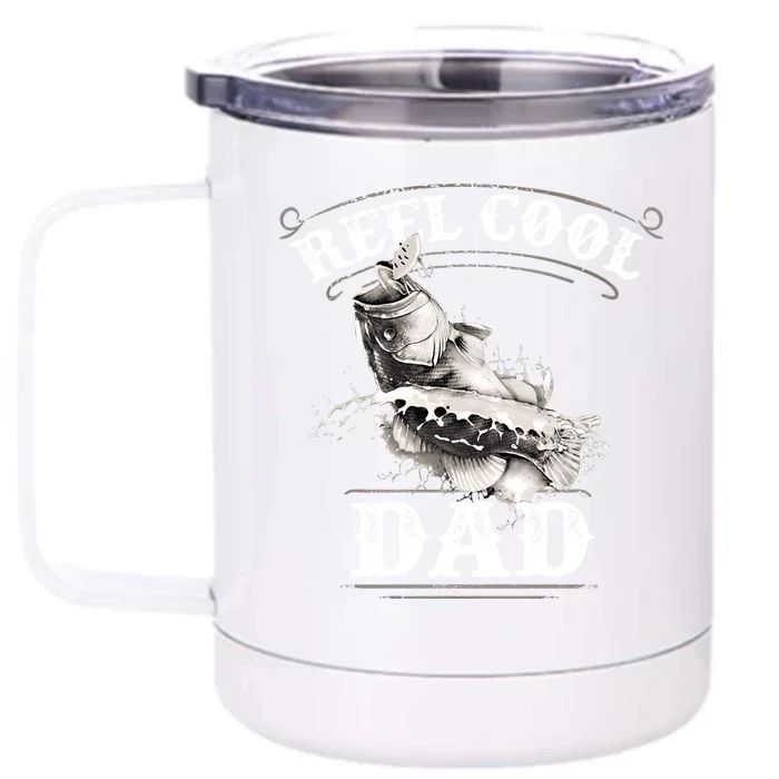 Largemouth Bass Fishing Design Reel Cool Dad Gift Front & Back 12oz Stainless Steel Tumbler Cup