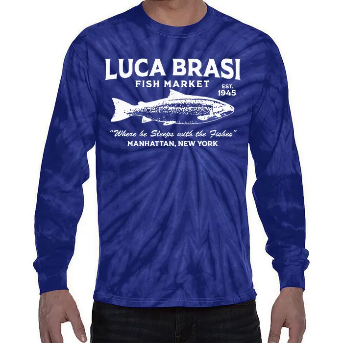 Luca Brasi Fish Market The Godfather Est 1945 Fishing Tie-Dye Long Sleeve Shirt