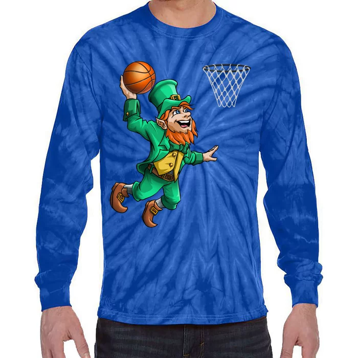 Leprechaun Basketball Funny St Patrick Day Dunk Ball Sport Gift Tie-Dye Long Sleeve Shirt