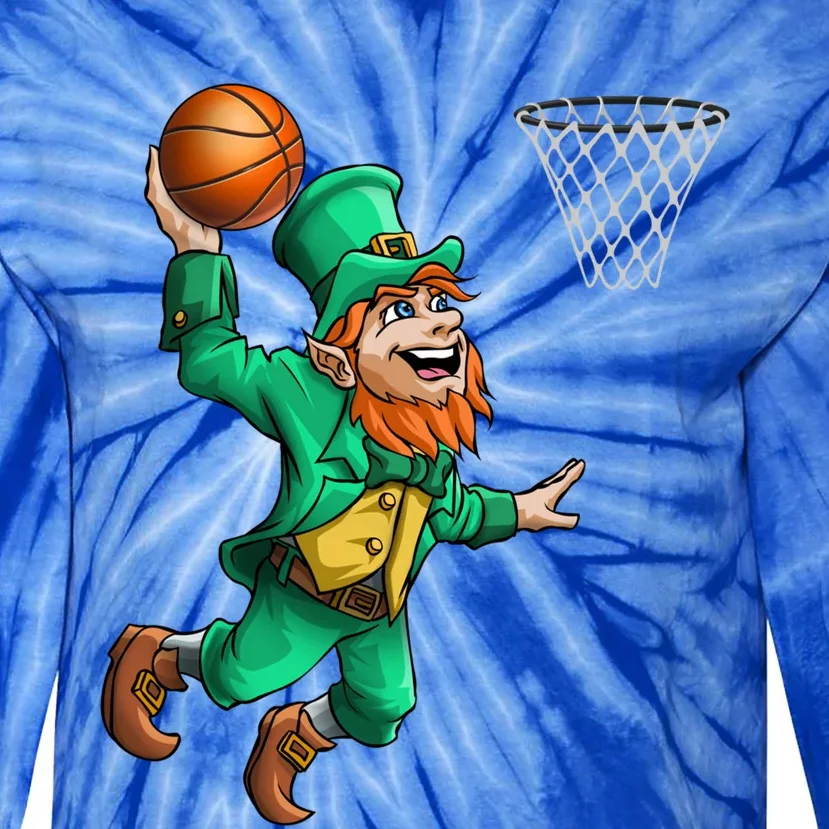 Leprechaun Basketball Funny St Patrick Day Dunk Ball Sport Gift Tie-Dye Long Sleeve Shirt