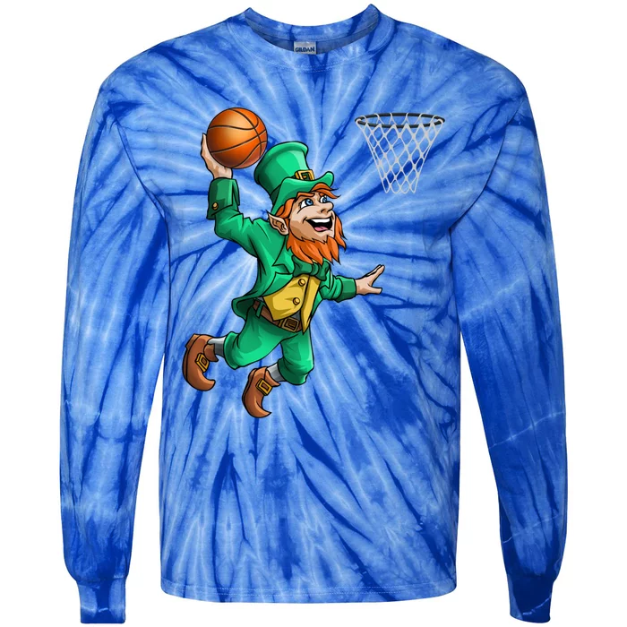 Leprechaun Basketball Funny St Patrick Day Dunk Ball Sport Gift Tie-Dye Long Sleeve Shirt