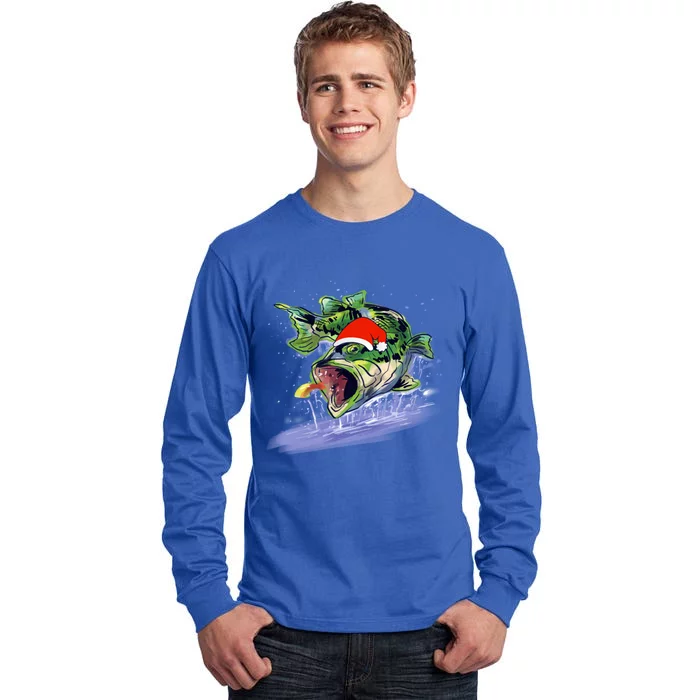 Largemouth Bass Fishing Merry Fishmas Gift Tall Long Sleeve T-Shirt