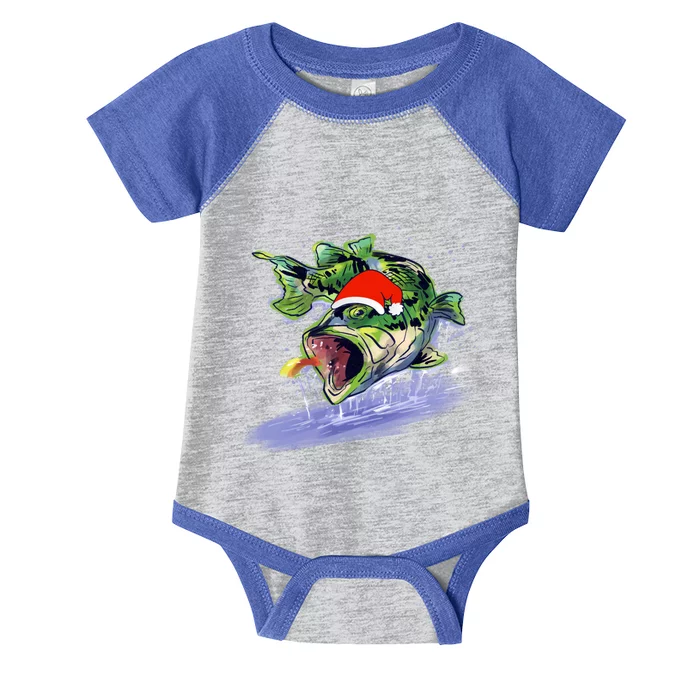 Largemouth Bass Fishing Merry Fishmas Gift Infant Baby Jersey Bodysuit