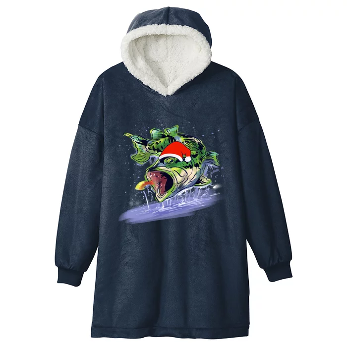 Largemouth Bass Fishing Merry Fishmas Gift Hooded Wearable Blanket