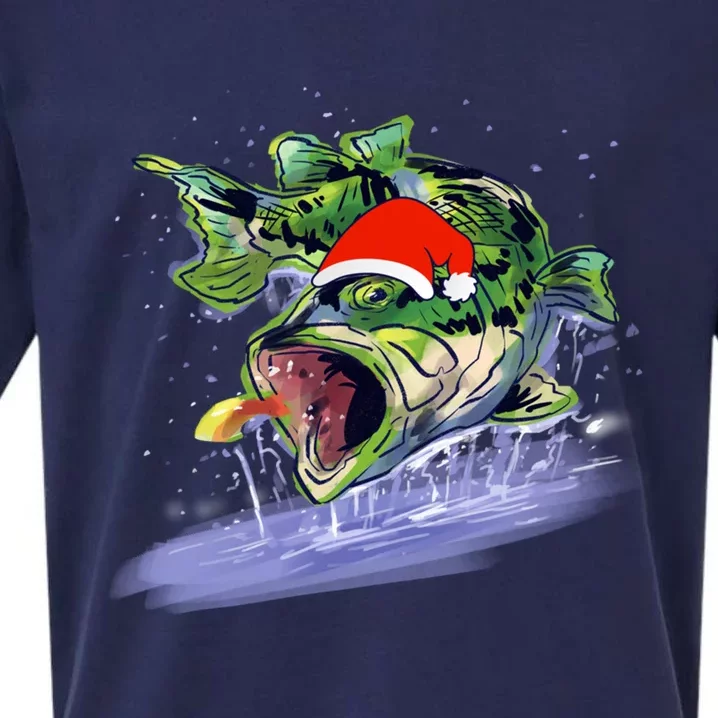 Largemouth Bass Fishing Merry Fishmas Gift Sueded Cloud Jersey T-Shirt